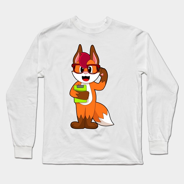 Fox Secretary Notepad Long Sleeve T-Shirt by Markus Schnabel